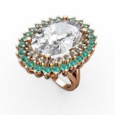 Neşe Yüzük - Swarovski, dumanlı kuvars ve yeşil kuvars 18 ayar rose altın yüzük #1a8xeur