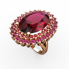 Rodolit garnet ve garnet 14 ayar rose altın yüzük
