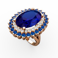 Neşe Yüzük - Lab safir ve swarovski 18 ayar rose altın yüzük #1f79b5q