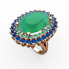 Neşe Yüzük - Kök zümrüt, yeşil kuvars ve lab safir 18 ayar rose altın yüzük #1gifki7