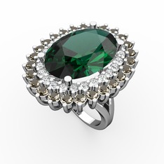 Yeşil kuvars, swarovski ve dumanlı kuvars 925 ayar gümüş yüzük