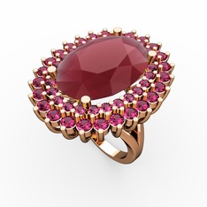 Neşe Yüzük - Kök yakut ve rodolit garnet 18 ayar rose altın yüzük #1ix1m4a