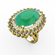 Neşe Yüzük - Kök zümrüt, pırlanta ve dumanlı kuvars 18 ayar altın yüzük (0.936 karat) #1jurad