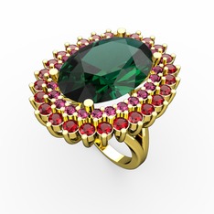 Neşe Yüzük - Yeşil kuvars, rodolit garnet ve garnet 8 ayar altın yüzük #1m7ubn1