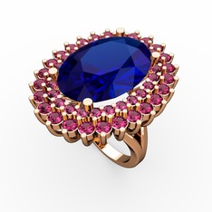 Neşe Yüzük - Lab safir ve rodolit garnet 14 ayar rose altın yüzük #1mcw58