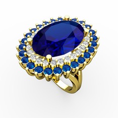 Neşe Yüzük - Lab safir ve pırlanta 14 ayar altın yüzük (0.936 karat) #1mklaxo