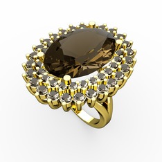 Neşe Yüzük - Dumanlı kuvars 18 ayar altın yüzük #1o9p9vf