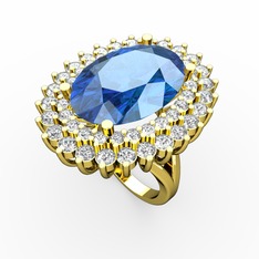 Neşe Yüzük - Akuamarin, pırlanta ve swarovski 18 ayar altın yüzük (0.936 karat) #1phv1p7