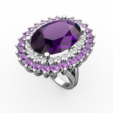 Neşe Yüzük - Ametist ve swarovski 925 ayar gümüş yüzük #1riy79z