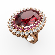 Neşe Yüzük - Garnet, rodolit garnet ve pırlanta 8 ayar rose altın yüzük (1.56 karat) #1sadx5e