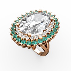 Swarovski, pırlanta ve yeşil kuvars 18 ayar rose altın yüzük (0.936 karat)