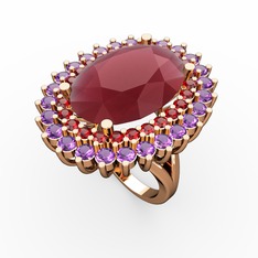 Neşe Yüzük - Kök yakut, garnet ve ametist 14 ayar rose altın yüzük #1sl5yaj