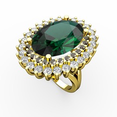 Neşe Yüzük - Yeşil kuvars, dumanlı kuvars ve swarovski 8 ayar altın yüzük #1t67b3w