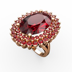 Neşe Yüzük - Garnet 925 ayar rose altın kaplama gümüş yüzük #1tq8y4b