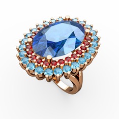 Neşe Yüzük - Akuamarin ve garnet 18 ayar rose altın yüzük #1w9qvue