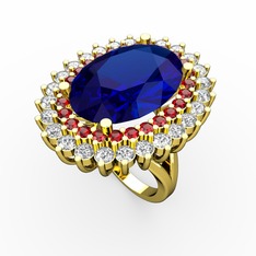 Neşe Yüzük - Lab safir, garnet ve pırlanta 8 ayar altın yüzük (1.56 karat) #1xv7qoi