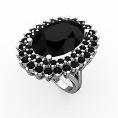 Neşe Yüzük - Siyah zirkon 14 ayar beyaz altın yüzük #1yfznx6