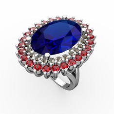 Neşe Yüzük - Lab safir, dumanlı kuvars ve garnet 925 ayar gümüş yüzük #5sxrrp