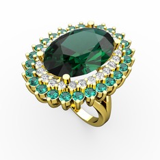 Neşe Yüzük - Yeşil kuvars ve beyaz zirkon 8 ayar altın yüzük #avbr7z