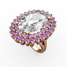 Neşe Yüzük - Swarovski ve ametist 18 ayar rose altın yüzük #bw5sj5