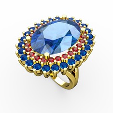 Neşe Yüzük - Akuamarin, garnet ve lab safir 18 ayar altın yüzük #byxzga