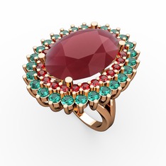 Neşe Yüzük - Kök yakut, garnet ve yeşil kuvars 8 ayar rose altın yüzük #cwiaf