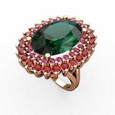 Yeşil kuvars, rodolit garnet ve garnet 925 ayar rose altın kaplama gümüş yüzük