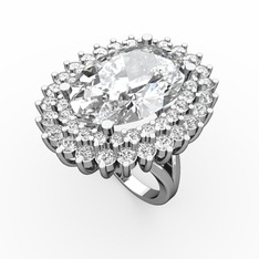Neşe Yüzük - Beyaz zirkon, pırlanta ve swarovski 8 ayar beyaz altın yüzük (0.936 karat) #g9ib51