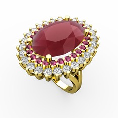 Neşe Yüzük - Kök yakut, rodolit garnet ve beyaz zirkon 18 ayar altın yüzük #mduaft