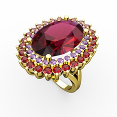 Neşe Yüzük - Rodolit garnet, ametist ve garnet 925 ayar altın kaplama gümüş yüzük #mruvff