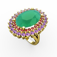 Neşe Yüzük - Kök zümrüt, garnet ve ametist 925 ayar altın kaplama gümüş yüzük #nk4hai