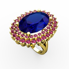 Lab safir ve rodolit garnet 18 ayar altın yüzük