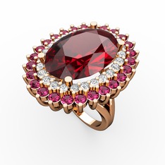 Neşe Yüzük - Garnet, pırlanta ve rodolit garnet 18 ayar rose altın yüzük (0.936 karat) #orkrpu