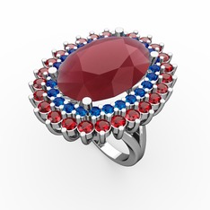 Neşe Yüzük - Kök yakut, lab safir ve garnet 925 ayar gümüş yüzük #p18lai