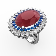 Neşe Yüzük - Kök yakut, lab safir ve swarovski 925 ayar gümüş yüzük #prdw3u
