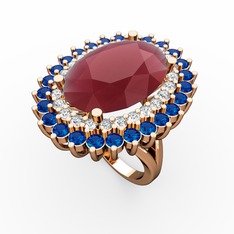 Neşe Yüzük - Kök yakut, swarovski ve lab safir 18 ayar rose altın yüzük #pu9p0h