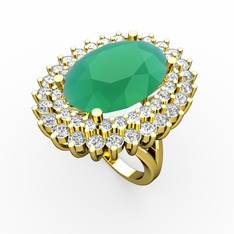 Neşe Yüzük - Kök zümrüt, beyaz zirkon ve swarovski 8 ayar altın yüzük #qdo7nd