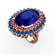 Lab safir ve garnet 925 ayar rose altın kaplama gümüş yüzük