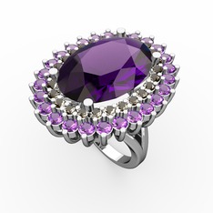 Neşe Yüzük - Ametist ve dumanlı kuvars 925 ayar gümüş yüzük #swzfas