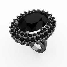 Neşe Yüzük - Siyah zirkon 925 ayar siyah rodyum kaplama gümüş yüzük #tgp0lu