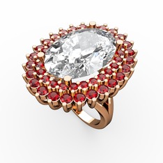 Swarovski ve garnet 18 ayar rose altın yüzük