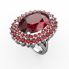 Neşe Yüzük - Garnet 8 ayar beyaz altın yüzük #vrqm1k