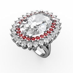 Neşe Yüzük - Swarovski, garnet ve beyaz zirkon 925 ayar gümüş yüzük #xlrvq8