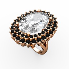 Swarovski ve siyah zirkon 925 ayar rose altın kaplama gümüş yüzük