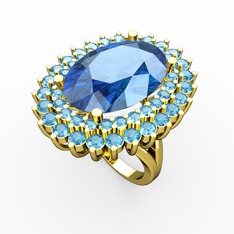 Neşe Yüzük - Akuamarin 18 ayar altın yüzük #ygy3sx