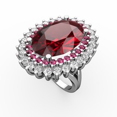 Neşe Yüzük - Garnet, rodolit garnet ve pırlanta 8 ayar beyaz altın yüzük (1.56 karat) #z5unc8