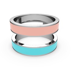 İkili Mine Yüzük - 18 ayar beyaz altın yüzük (Turkuaz mineli) #11p9v91