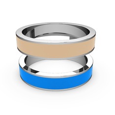 14 ayar beyaz altın yüzük (Mavi mineli)