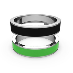 18 ayar beyaz altın yüzük (Yeşil mineli)