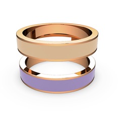 İkili Mine Yüzük - 8 ayar rose altın yüzük (Menekşe mineli) #16yzc40